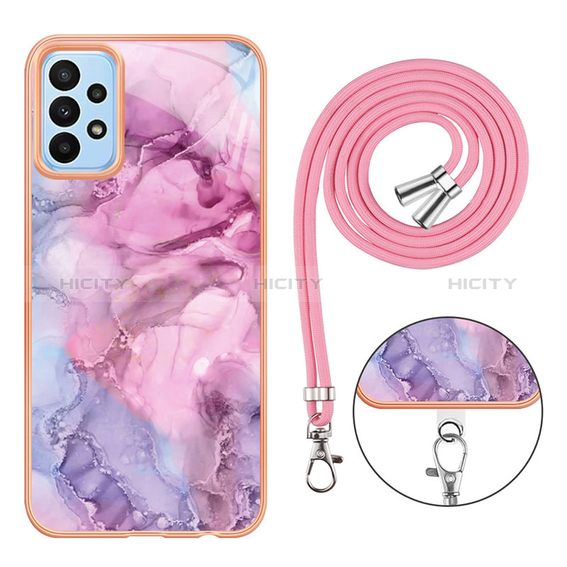 Custodia Silicone Gel Morbida Fantasia Modello Cover con Cinghia Cordino Mano YB7 per Samsung Galaxy A23 5G