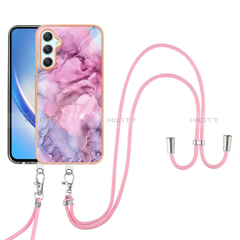 Custodia Silicone Gel Morbida Fantasia Modello Cover con Cinghia Cordino Mano YB7 per Samsung Galaxy A24 4G