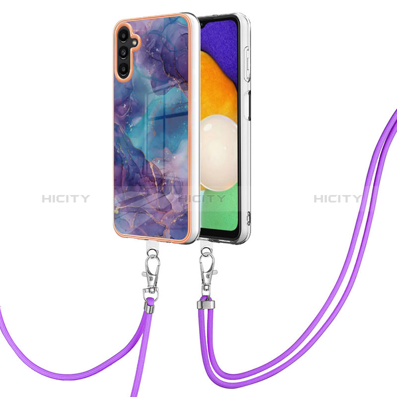 Custodia Silicone Gel Morbida Fantasia Modello Cover con Cinghia Cordino Mano YB7 per Samsung Galaxy A34 5G Viola