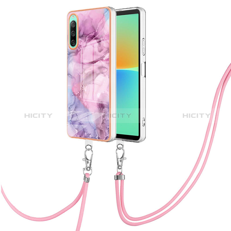 Custodia Silicone Gel Morbida Fantasia Modello Cover con Cinghia Cordino Mano YB7 per Sony Xperia 10 IV