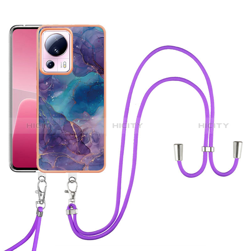 Custodia Silicone Gel Morbida Fantasia Modello Cover con Cinghia Cordino Mano YB7 per Xiaomi Civi 2 5G Viola