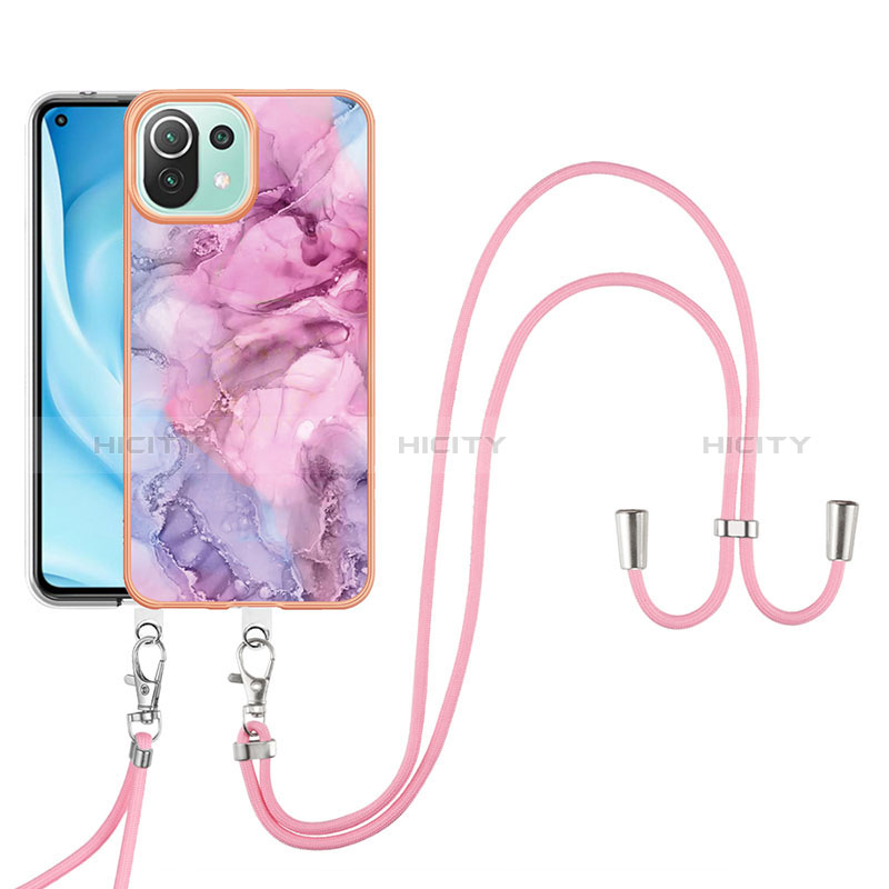 Custodia Silicone Gel Morbida Fantasia Modello Cover con Cinghia Cordino Mano YB7 per Xiaomi Mi 11 Lite 4G Lavanda