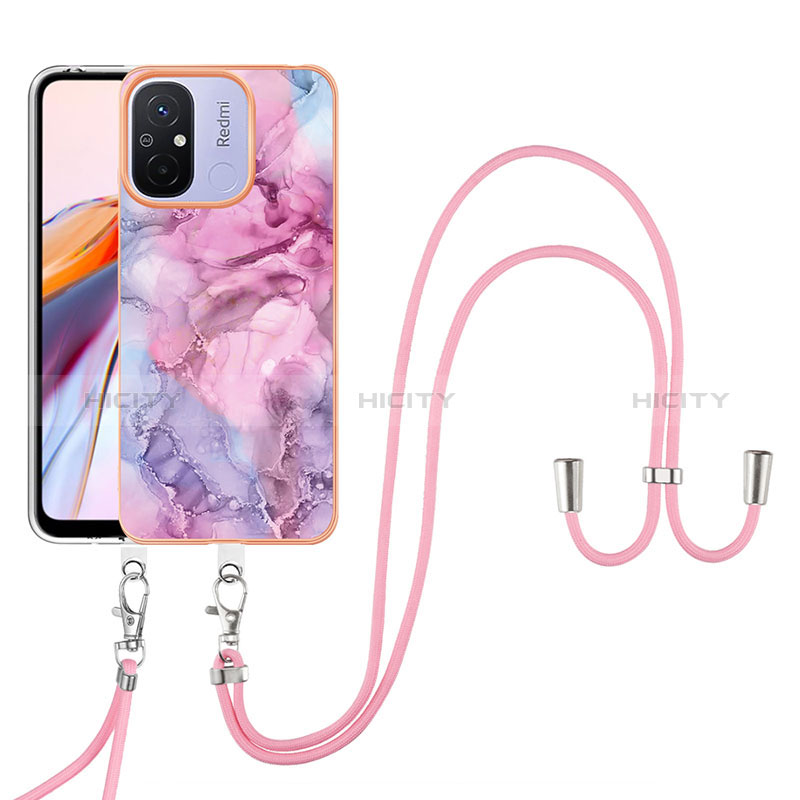 Custodia Silicone Gel Morbida Fantasia Modello Cover con Cinghia Cordino Mano YB7 per Xiaomi Poco C55