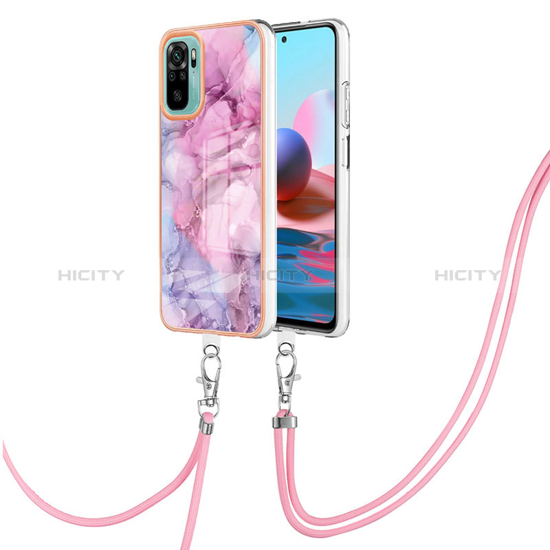 Custodia Silicone Gel Morbida Fantasia Modello Cover con Cinghia Cordino Mano YB7 per Xiaomi Redmi Note 10 4G Lavanda