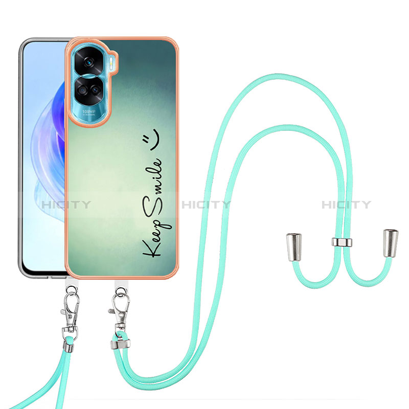 Custodia Silicone Gel Morbida Fantasia Modello Cover con Cinghia Cordino Mano YB8 per Huawei Honor 90 Lite 5G