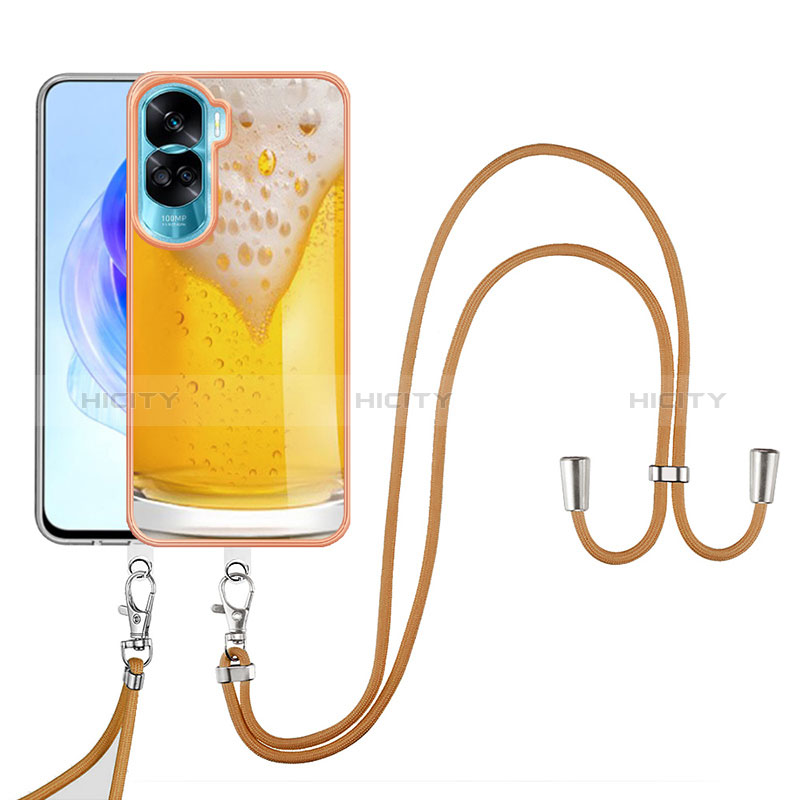 Custodia Silicone Gel Morbida Fantasia Modello Cover con Cinghia Cordino Mano YB8 per Huawei Honor 90 Lite 5G