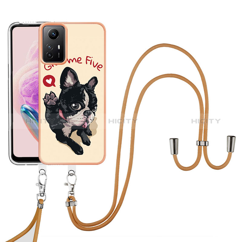 Custodia Silicone Gel Morbida Fantasia Modello Cover con Cinghia Cordino Mano YB8 per Xiaomi Redmi Note 12S Khaki