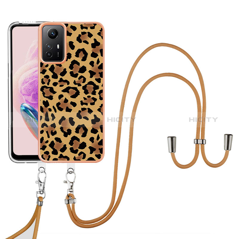 Custodia Silicone Gel Morbida Fantasia Modello Cover con Cinghia Cordino Mano YB8 per Xiaomi Redmi Note 12S Marrone