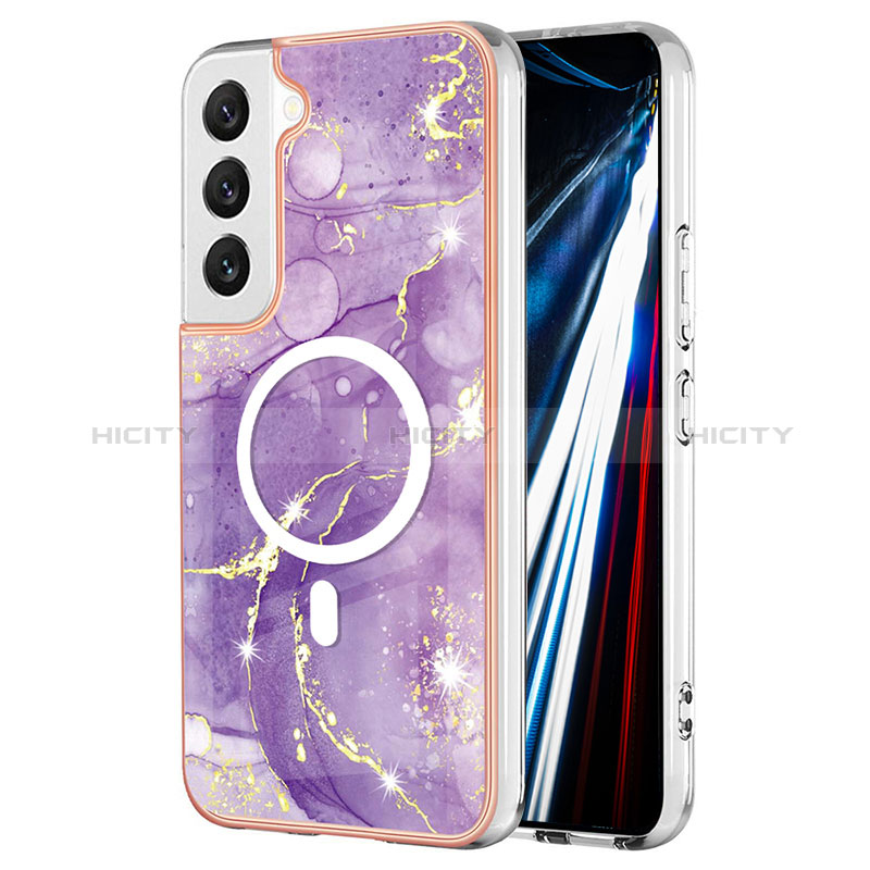 Custodia Silicone Gel Morbida Fantasia Modello Cover con Mag-Safe Magnetic per Samsung Galaxy S22 5G Viola