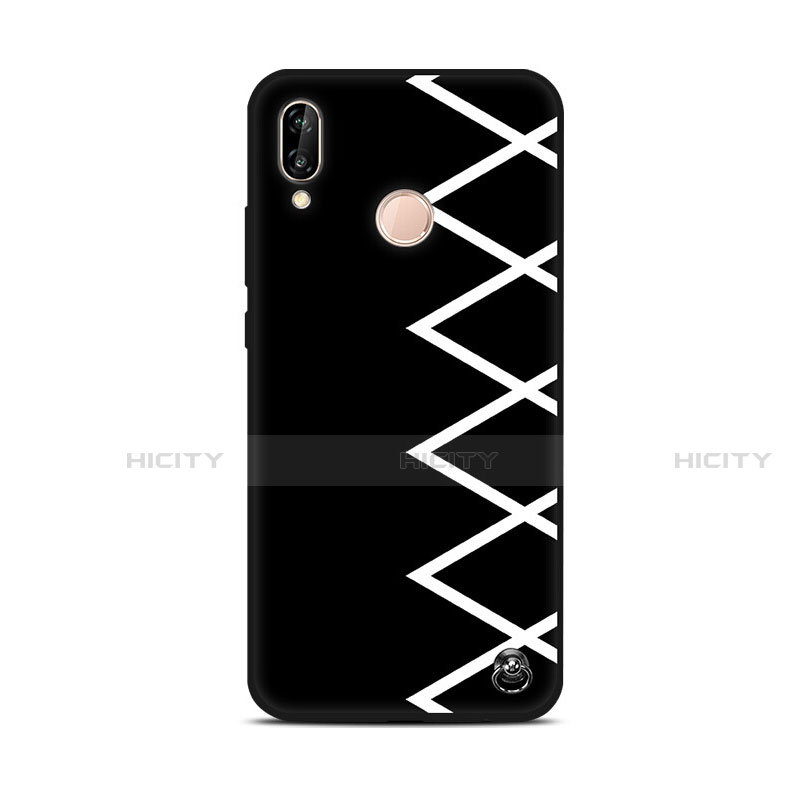 Custodia Silicone Gel Morbida Fantasia Modello Cover S01 per Huawei P20 Lite Nero