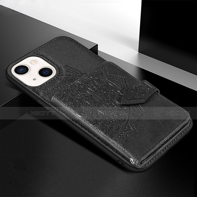 Custodia Silicone Gel Morbida Fantasia Modello Cover S02 per Apple iPhone 13 Mini Nero