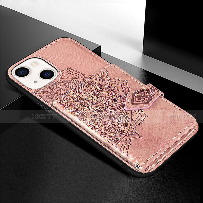 Custodia Silicone Gel Morbida Fantasia Modello Cover S02 per Apple iPhone 13 Mini Oro Rosa