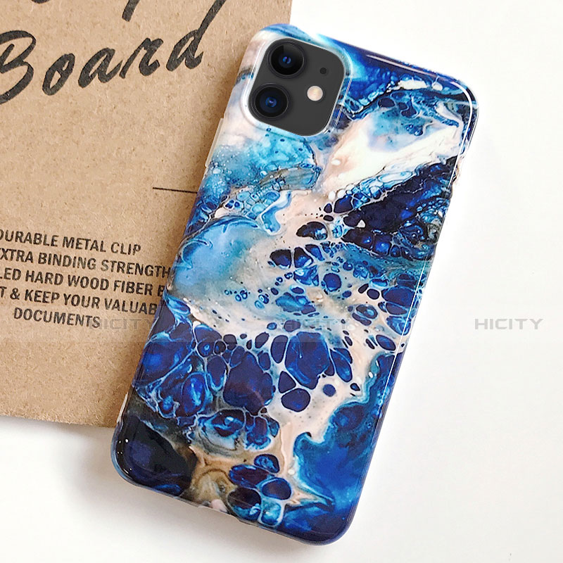 Custodia Silicone Gel Morbida Fantasia Modello Cover S03 per Apple iPhone 11 Blu