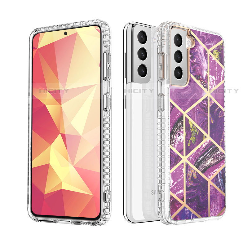 Custodia Silicone Gel Morbida Fantasia Modello Cover S03 per Samsung Galaxy S21 Plus 5G Viola