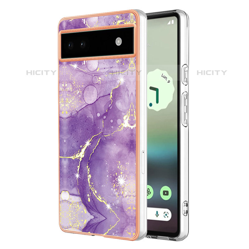 Custodia Silicone Gel Morbida Fantasia Modello Cover Y01B per Google Pixel 6a 5G Viola