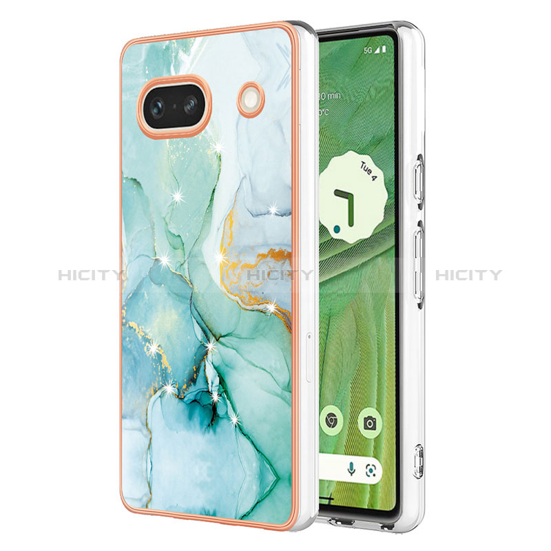 Custodia Silicone Gel Morbida Fantasia Modello Cover Y01B per Google Pixel 7a 5G Verde