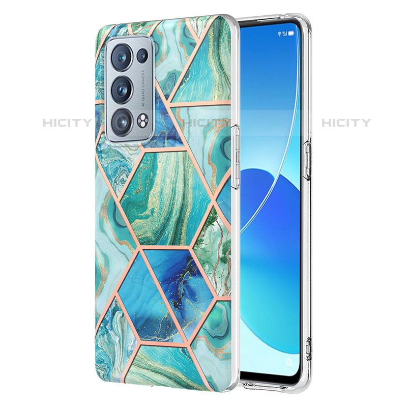 Custodia Silicone Gel Morbida Fantasia Modello Cover Y01B per Oppo Reno6 Pro 5G Verde