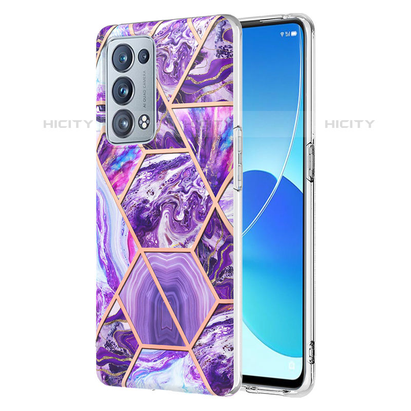 Custodia Silicone Gel Morbida Fantasia Modello Cover Y01B per Oppo Reno6 Pro 5G Viola