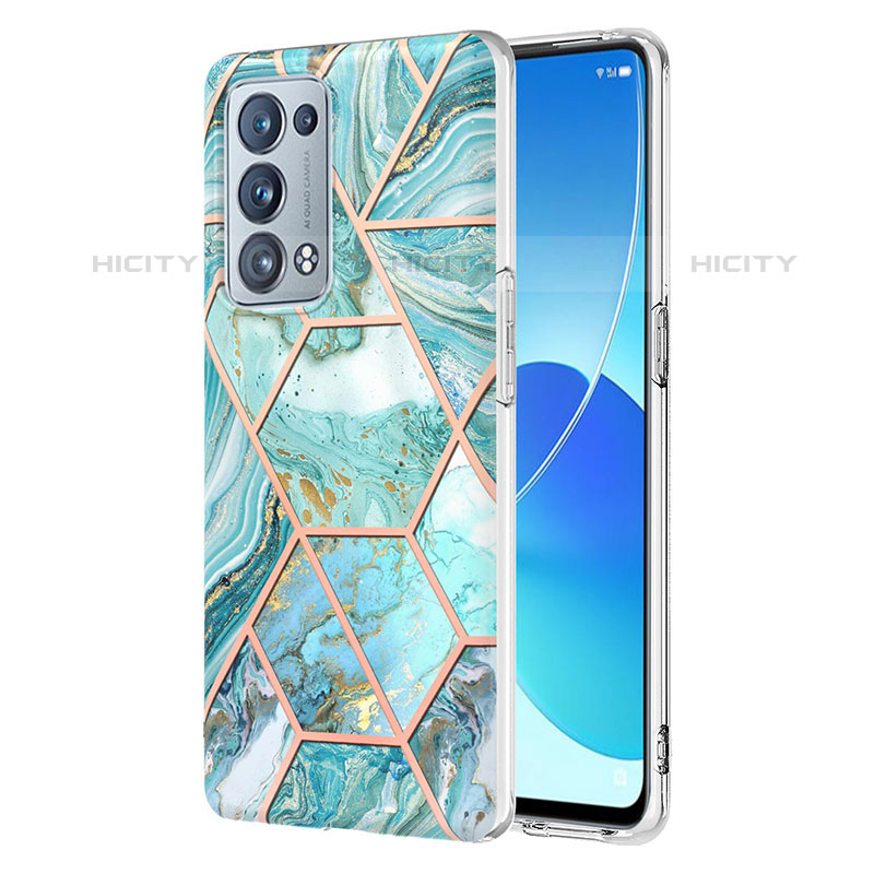 Custodia Silicone Gel Morbida Fantasia Modello Cover Y01B per Oppo Reno6 Pro+ Plus 5G Verde Pastello