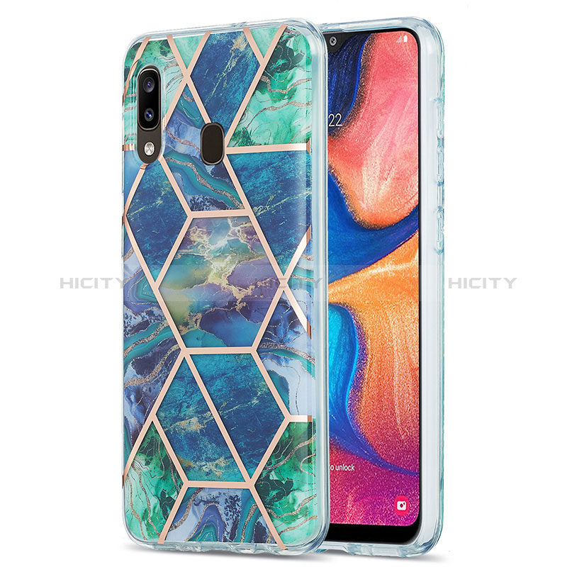 Custodia Silicone Gel Morbida Fantasia Modello Cover Y01B per Samsung Galaxy A20 Verde Notte