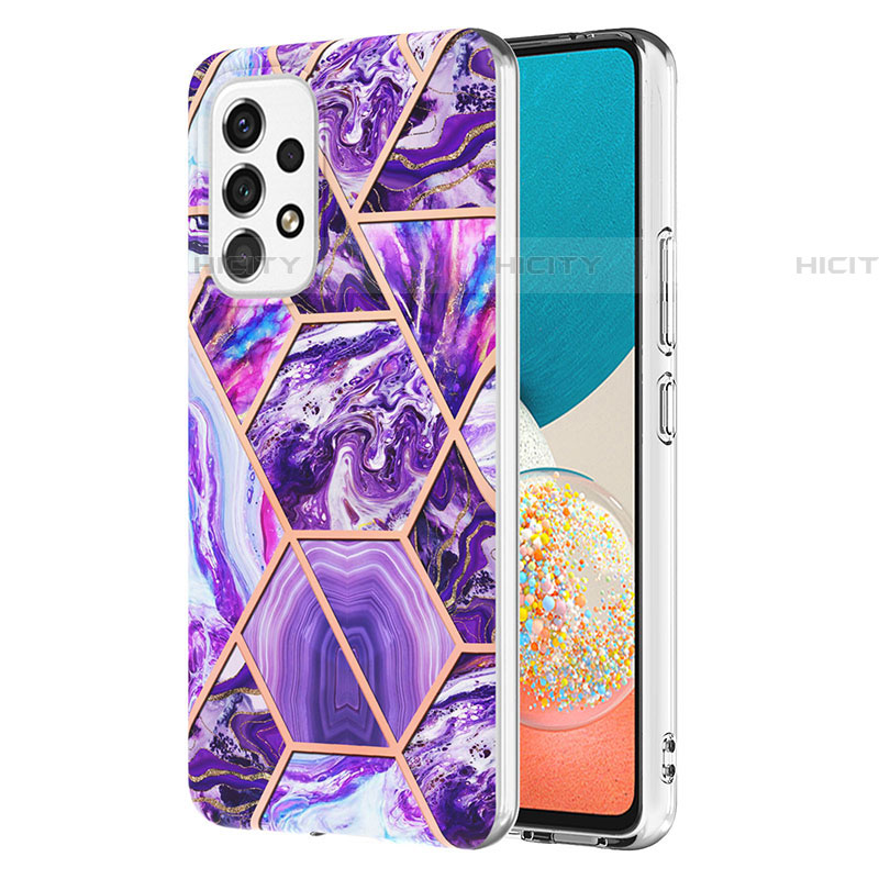 Custodia Silicone Gel Morbida Fantasia Modello Cover Y01B per Samsung Galaxy A53 5G Viola