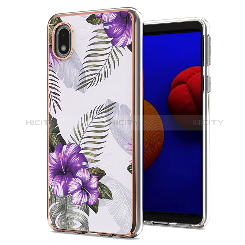 Custodia Silicone Gel Morbida Fantasia Modello Cover Y03B per Samsung Galaxy A01 Core Viola