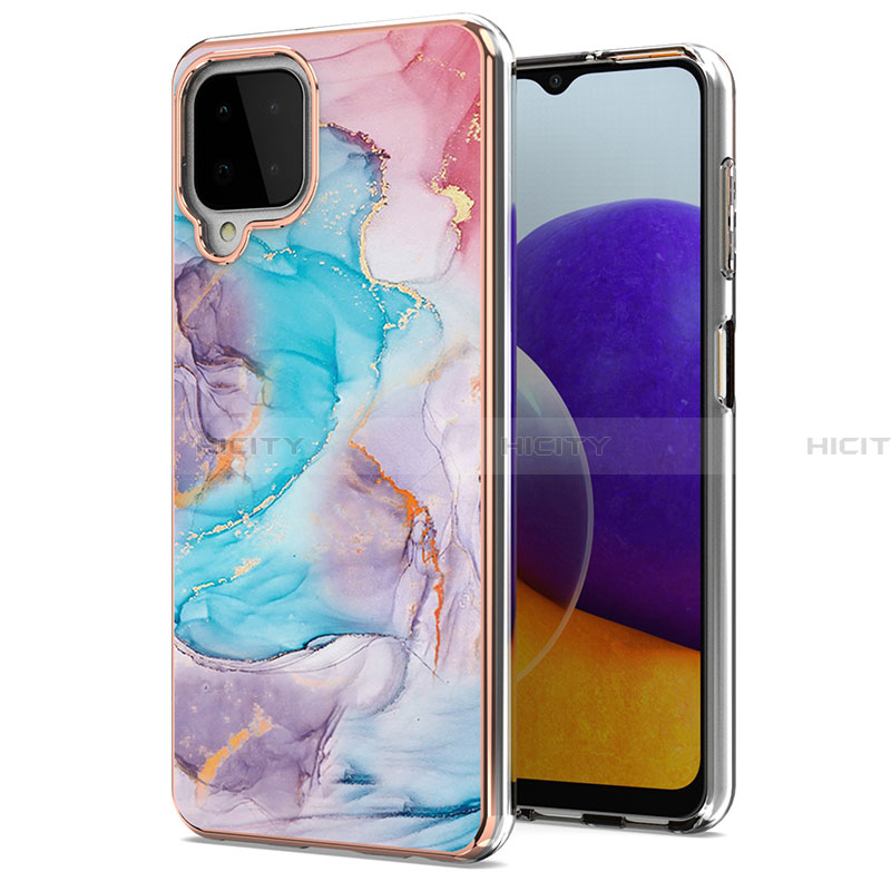 Custodia Silicone Gel Morbida Fantasia Modello Cover Y03B per Samsung Galaxy A22 4G Blu