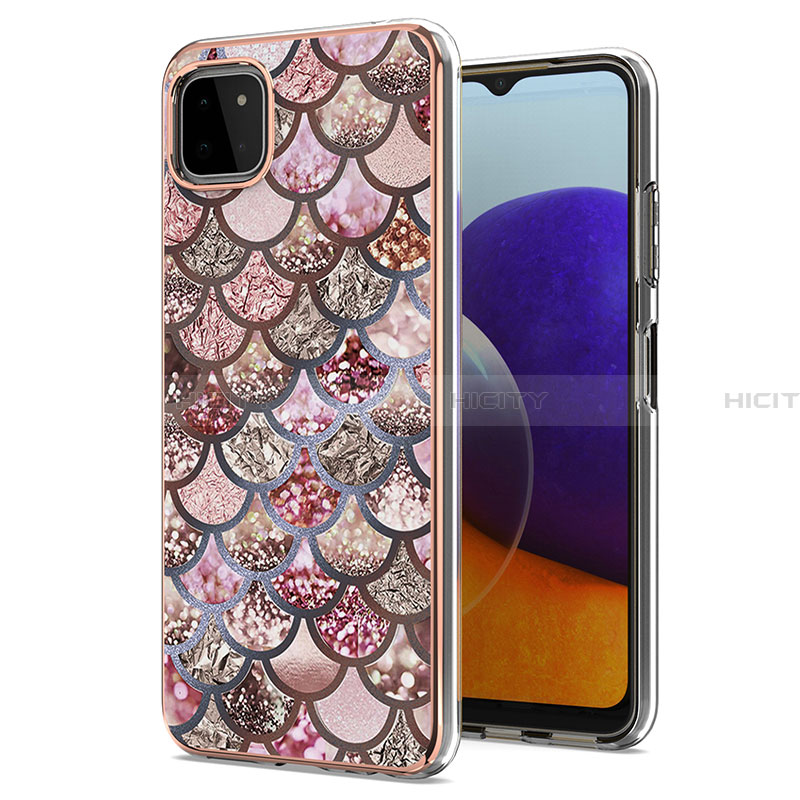 Custodia Silicone Gel Morbida Fantasia Modello Cover Y03B per Samsung Galaxy A22 5G Marrone