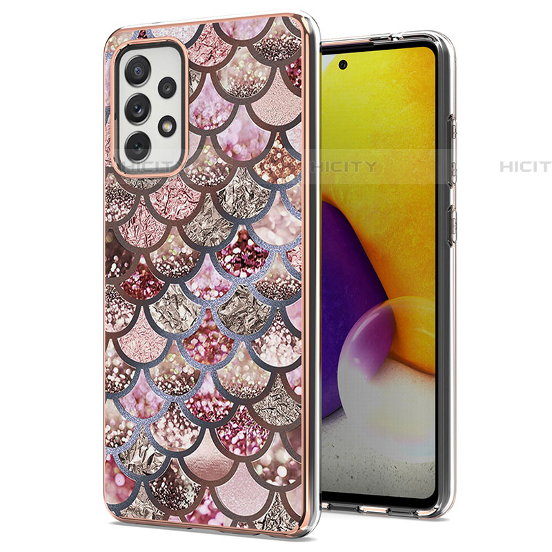 Custodia Silicone Gel Morbida Fantasia Modello Cover Y03B per Samsung Galaxy A72 5G Marrone