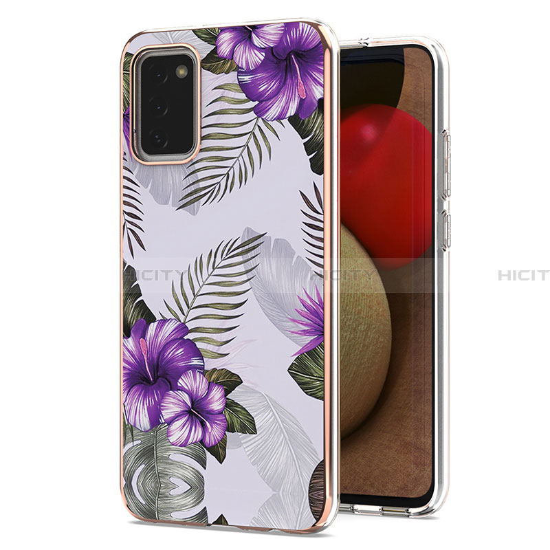 Custodia Silicone Gel Morbida Fantasia Modello Cover Y03B per Samsung Galaxy F02S SM-E025F Viola