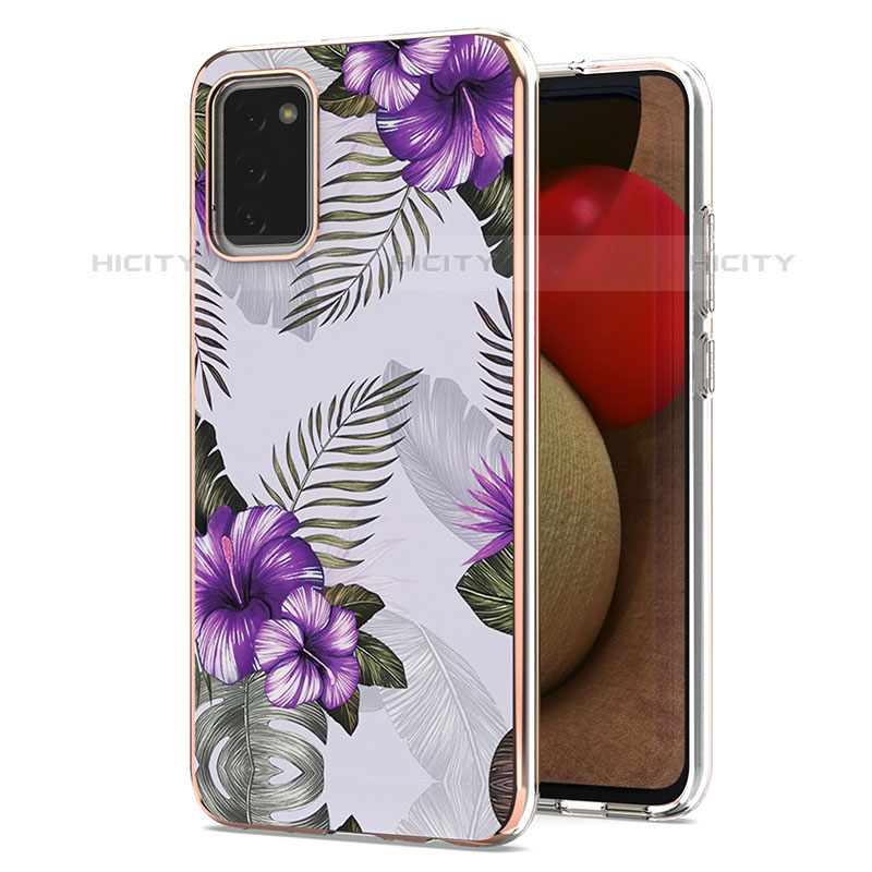 Custodia Silicone Gel Morbida Fantasia Modello Cover Y03B per Samsung Galaxy M02s Viola