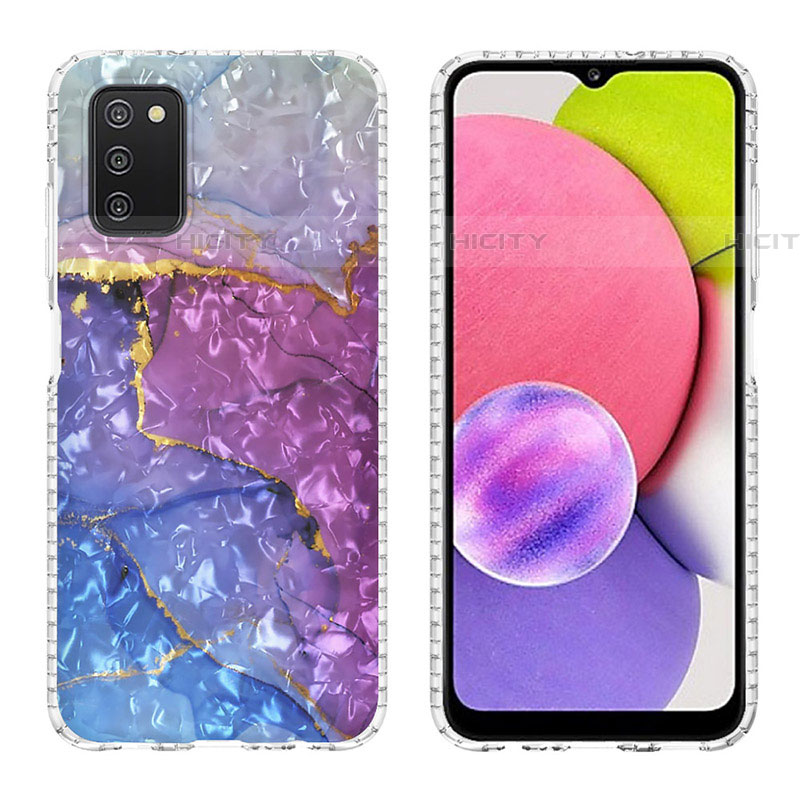 Custodia Silicone Gel Morbida Fantasia Modello Cover Y04B per Samsung Galaxy A03s Viola