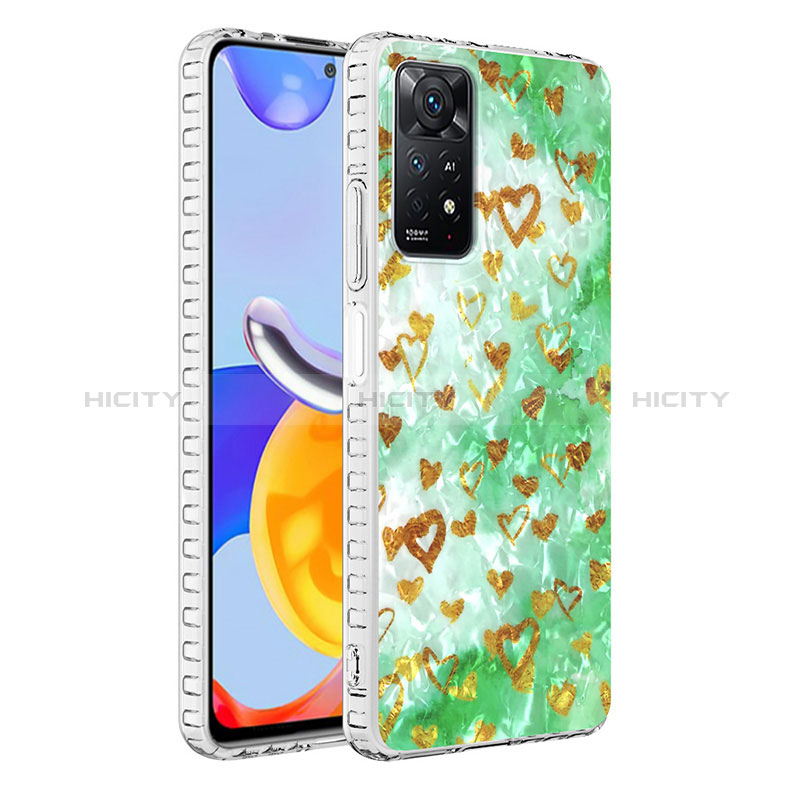 Custodia Silicone Gel Morbida Fantasia Modello Cover Y04B per Xiaomi Redmi Note 11 Pro 5G Verde