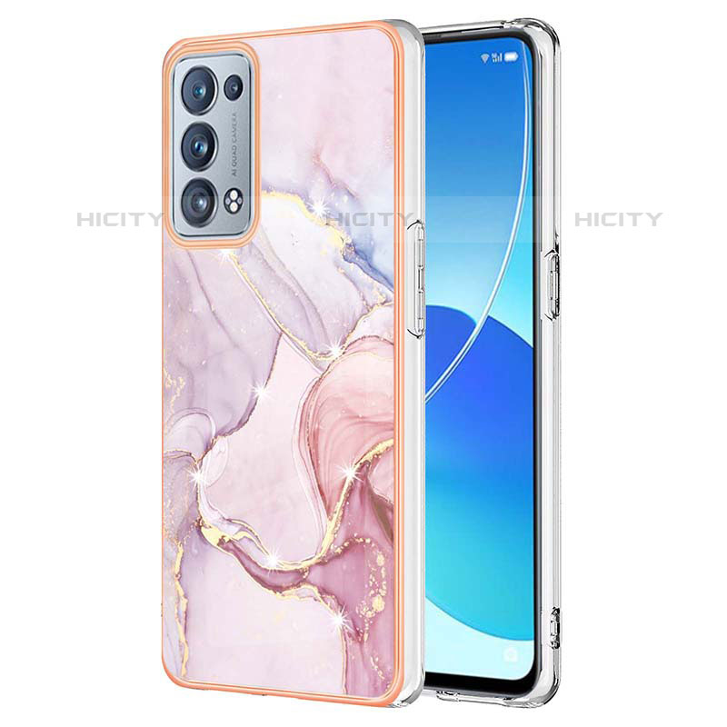 Custodia Silicone Gel Morbida Fantasia Modello Cover Y05B per Oppo Reno6 Pro 5G Rosa