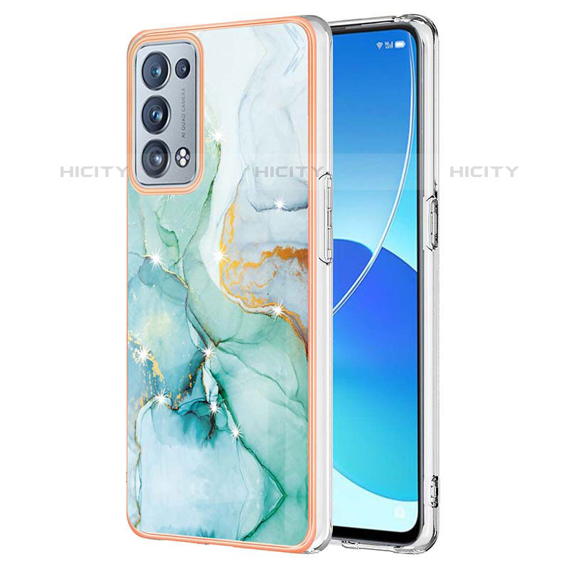 Custodia Silicone Gel Morbida Fantasia Modello Cover Y05B per Oppo Reno6 Pro 5G Verde