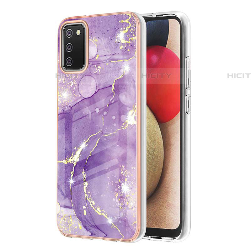 Custodia Silicone Gel Morbida Fantasia Modello Cover Y05B per Samsung Galaxy A03s Viola