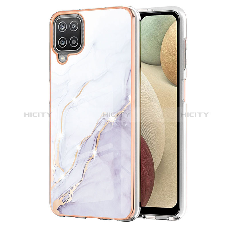 Custodia Silicone Gel Morbida Fantasia Modello Cover Y05B per Samsung Galaxy A12 Nacho Bianco