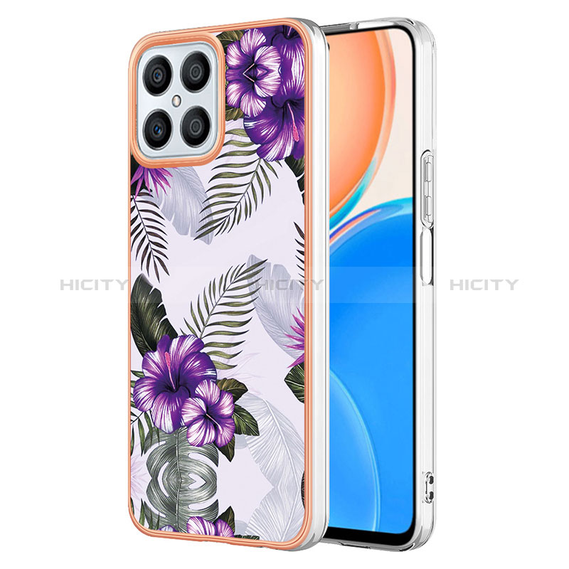 Custodia Silicone Gel Morbida Fantasia Modello Cover Y06B per Huawei Honor X8 4G Viola