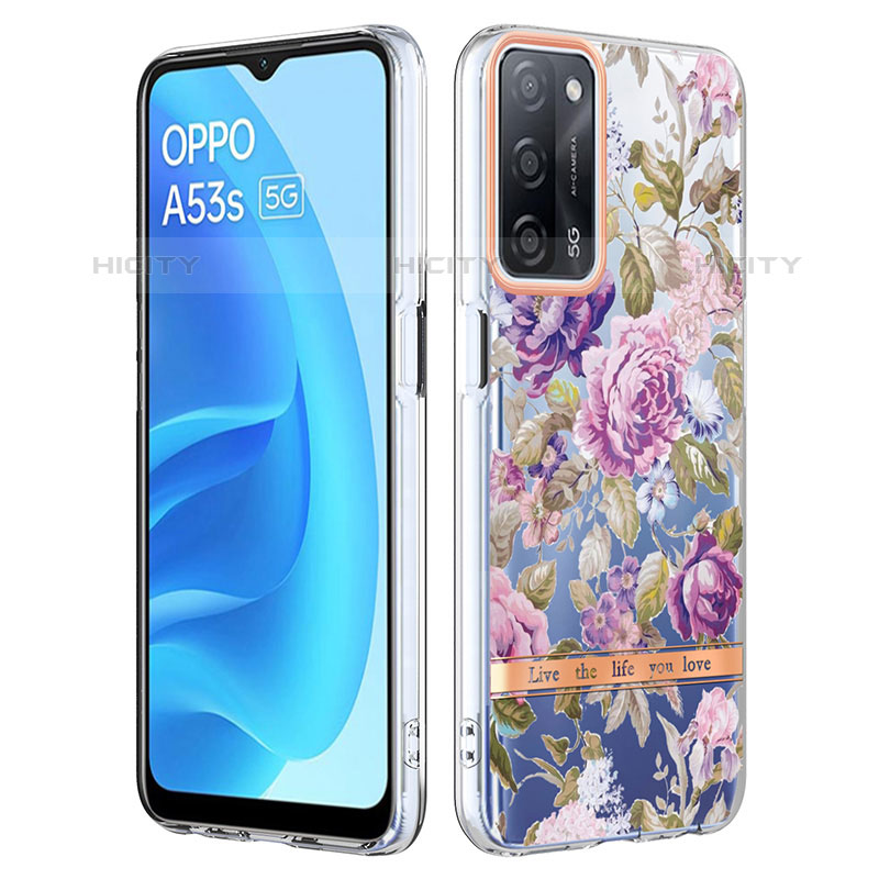 Custodia Silicone Gel Morbida Fantasia Modello Cover Y06B per Oppo A53s 5G Lavanda