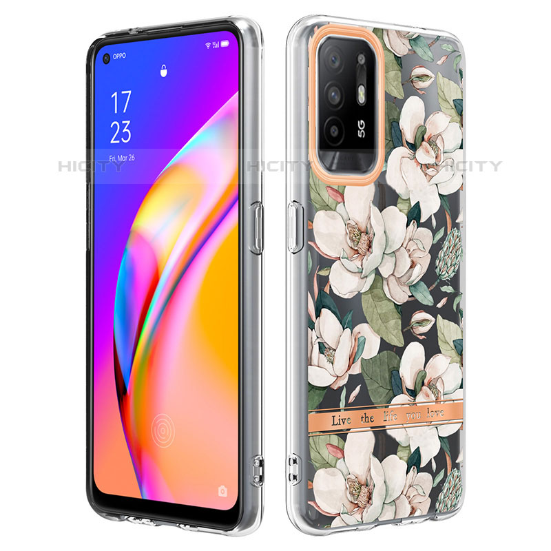 Custodia Silicone Gel Morbida Fantasia Modello Cover Y06B per Oppo Reno5 Z 5G Bianco