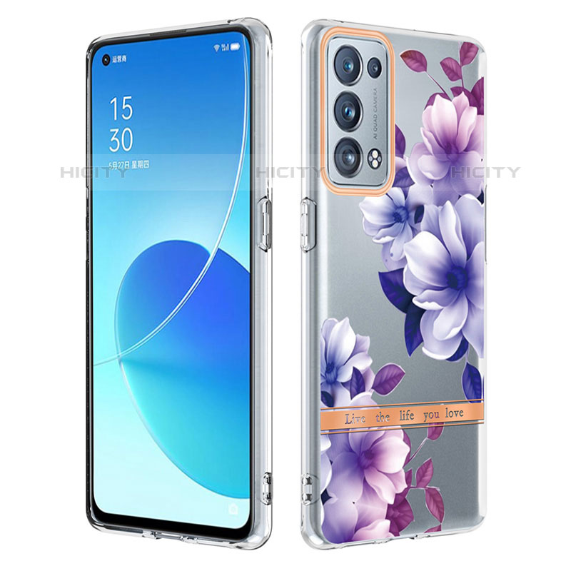 Custodia Silicone Gel Morbida Fantasia Modello Cover Y06B per Oppo Reno6 Pro 5G Lavanda