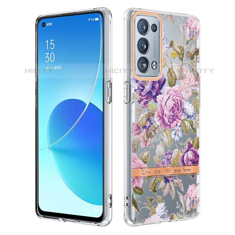 Custodia Silicone Gel Morbida Fantasia Modello Cover Y06B per Oppo Reno6 Pro+ Plus 5G Viola