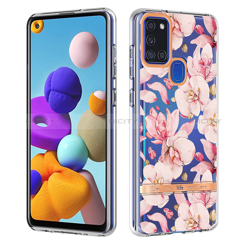 Custodia Silicone Gel Morbida Fantasia Modello Cover Y06B per Samsung Galaxy A21s Rosa