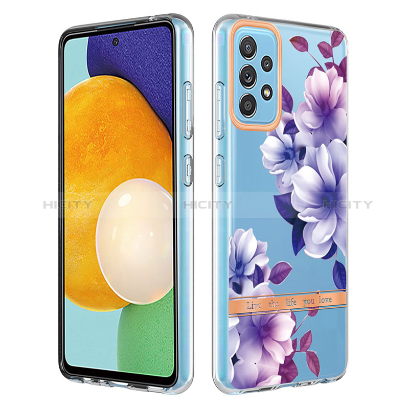 Custodia Silicone Gel Morbida Fantasia Modello Cover Y06B per Samsung Galaxy A52s 5G Viola