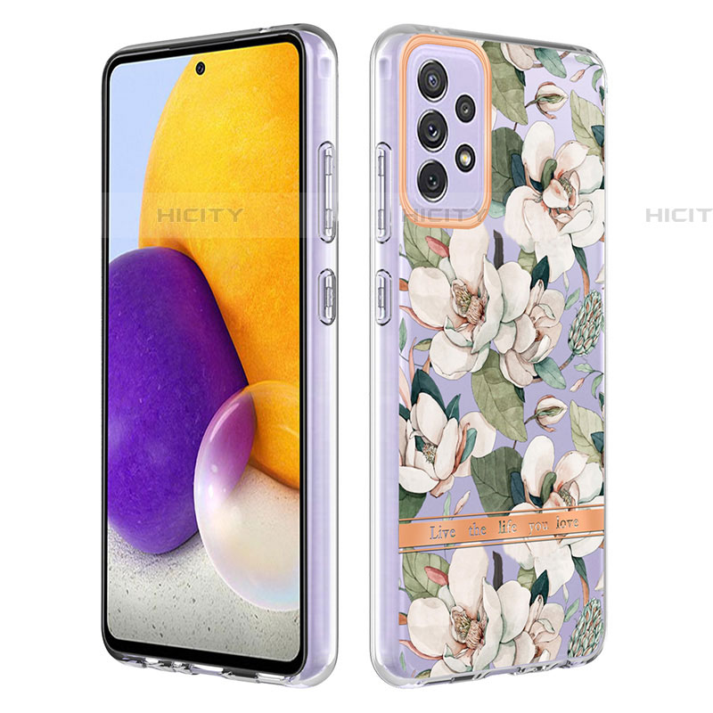 Custodia Silicone Gel Morbida Fantasia Modello Cover Y06B per Samsung Galaxy A72 5G Bianco