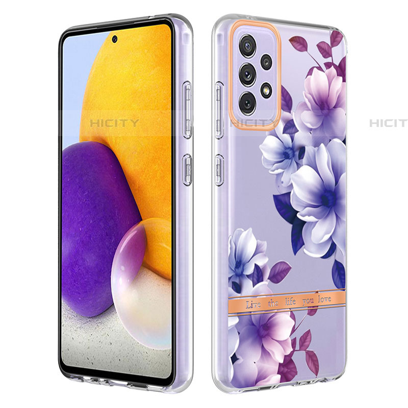 Custodia Silicone Gel Morbida Fantasia Modello Cover Y06B per Samsung Galaxy A72 5G Viola