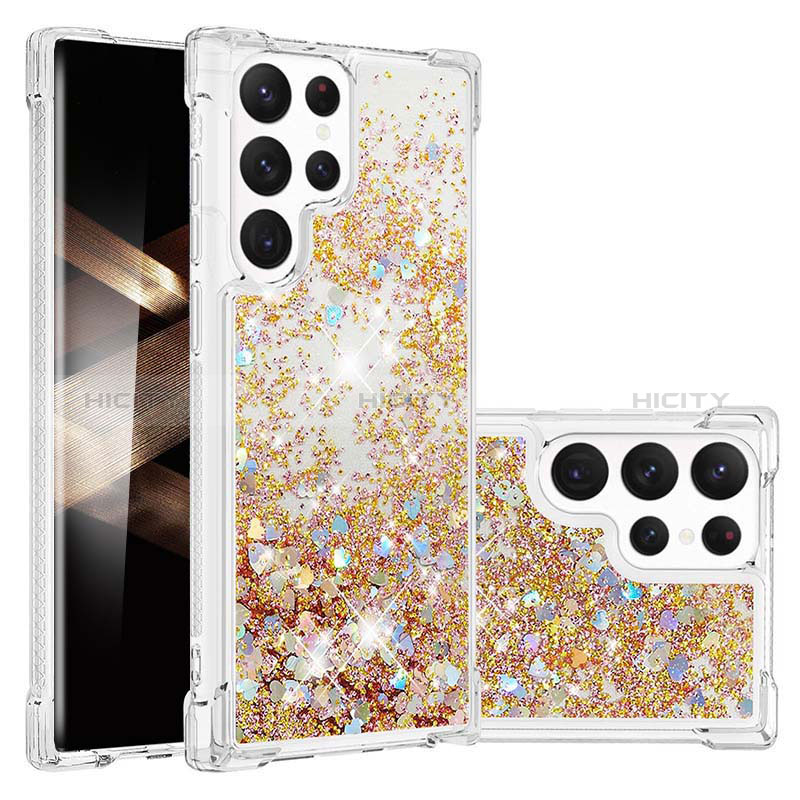 Custodia Silicone Gel Morbida Fantasia Modello Cover Y06B per Samsung Galaxy S25 Ultra 5G Oro