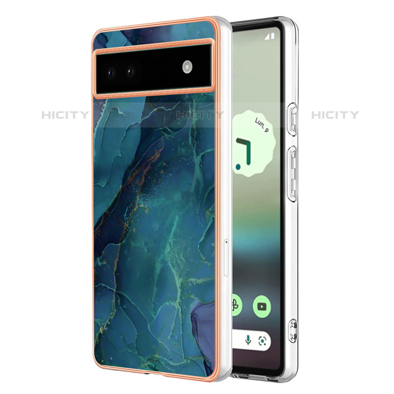 Custodia Silicone Gel Morbida Fantasia Modello Cover Y07B per Google Pixel 6a 5G Verde