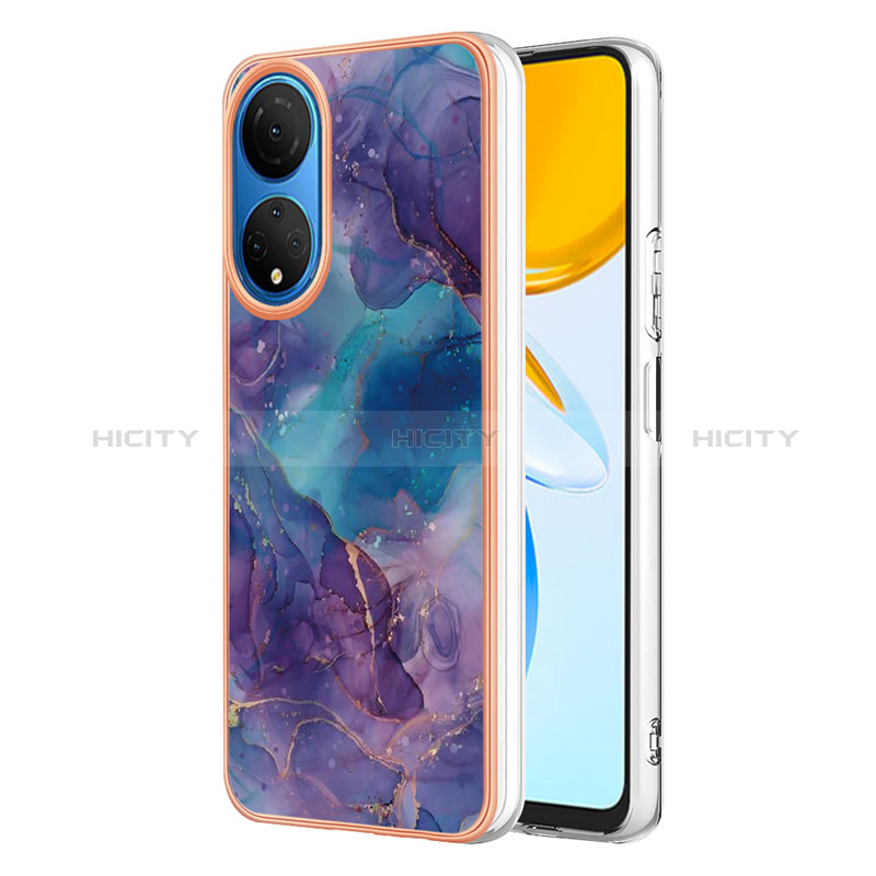 Custodia Silicone Gel Morbida Fantasia Modello Cover Y07B per Huawei Honor X7 Viola