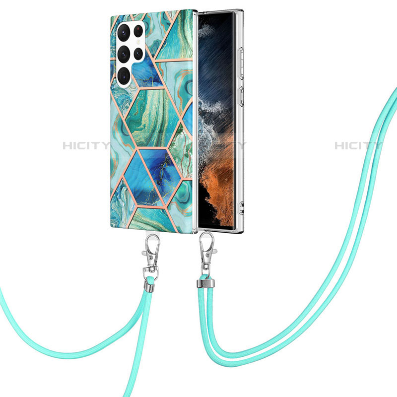 Custodia Silicone Gel Morbida Fantasia Modello Cover Y18B per Samsung Galaxy S22 Ultra 5G Blu